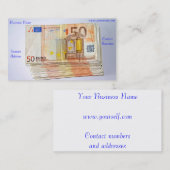 Euro valuta voor Visitekaartje (Voorkant / Achterkant)