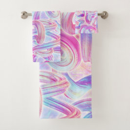 eurobeat holorave - roze en blauw: bad handdoek