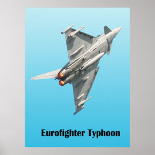 Eurofighter Typhoon op blauwe achtergrond Poster