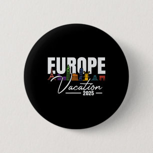 Europa 2025 Gezinsvakantie Souvenir Reis Zomer - Ronde Button 5,7 Cm