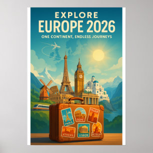 EUROPA 2026 — Één continent, eindeloze reizen Poster