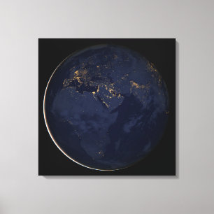 Europa, Afrika & Midden-Oosten stadslichten 's nac Canvas Afdruk