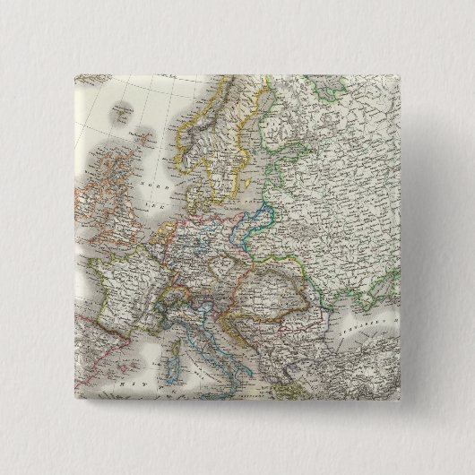 Europa Atlas Map Vierkante Button 5,1 Cm (Voorkant)