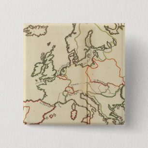 Europa, bergen en rivieren vierkante button 5,1 cm
