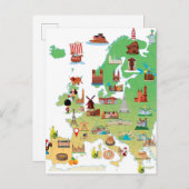 Europa - Cartoon Map Briefkaart (Voorkant / Achterkant)