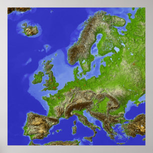 Europa, de schaduwkaart poster