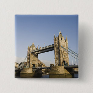 Europa, ENGELAND, Londen: Tower Bridge / Laat Vierkante Button 5,1 Cm
