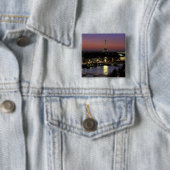 Europa, Frankrijk, Parijs, Sunset uitzicht Eiffel Vierkante Button 5,1 Cm (In situ)