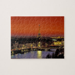 Europa, Frankrijk, Parijs. Zonsondergang uitzicht  Legpuzzel