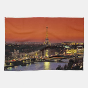 Europa, Frankrijk, Parijs. Zonsondergang uitzicht Theedoek