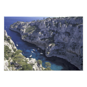 Europa, Frankrijk, Provence, Calanques. Kalksteen Foto Afdruk