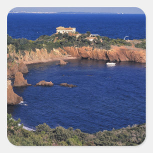 Europa, Frankrijk, Theoule-sur-Mer. Een dak met pa Vierkante Sticker