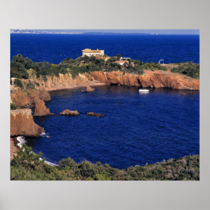 Europa, Frankrijk, Theoule-sur-Mer. Een dakbedekki Poster