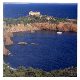 Europa, Frankrijk, Theoule-sur-Mer. Een dakbedekki Tegeltje