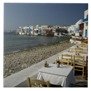 Europa, Griekenland, Mykonos. Uitzichten op de zee Tegeltje
