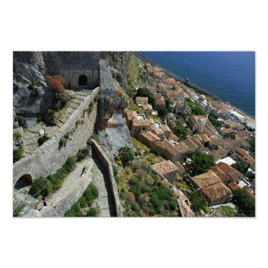 Europa, Griekenland, Peloponnesos, Monemvasia Foto Afdruk (Voorkant)