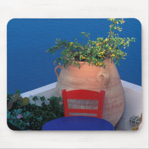 Europa, Griekenland, Santorini. Terras met zeezich Muismat