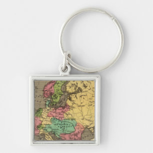 Europa - Handkleurige atlas-kaart Sleutelhanger