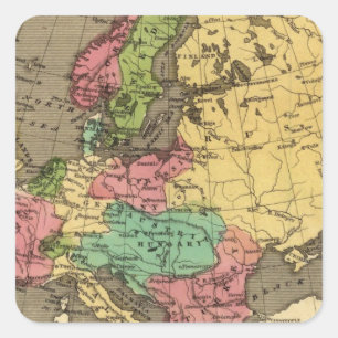 Europa - Handkleurige atlas-kaart Vierkante Sticker