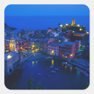 Europa, Italië, Cinque Terre, Vernazza. Heuvelacht Vierkante Sticker