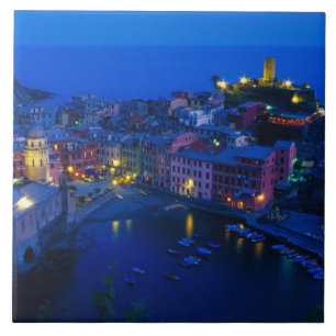 Europa, Italië, Cinque Terre, Vernazza. Hillside Tegeltje