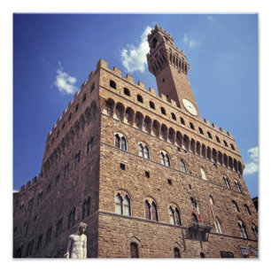 Europa, Italië, Florence. De middeleeuwse Plazzo Foto Afdruk