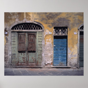 Europa, Italië, Lucca. Deze oude deuren voegen Poster