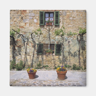 Europa, Italië, Monteriggioni. Een stenen huis is Magneet