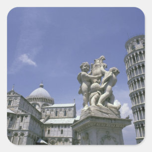 Europa, Italië, Pisa, Scheve Toren van Pisa Vierkante Sticker