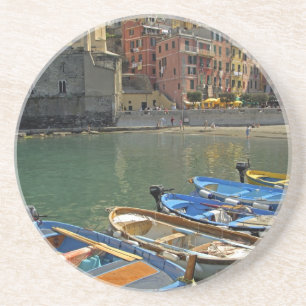 Europa, Italië, regio Liguria, Cinque Terre, 2 Zandsteen Onderzetter