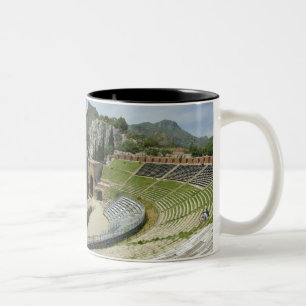 Europa, Italië, Sicilië, Taormina. 3e eeuw Tweekleurige Koffiemok