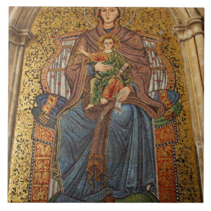 Europa, Italië, Sicilië, Taormina. Madonna & kind Tegeltje