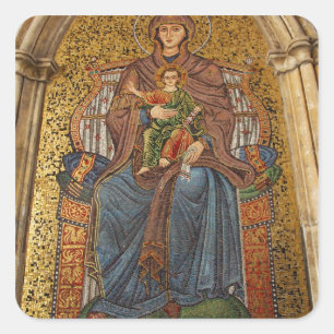 Europa, Italië, Sicilië, Taormina. Madonna & kind Vierkante Sticker