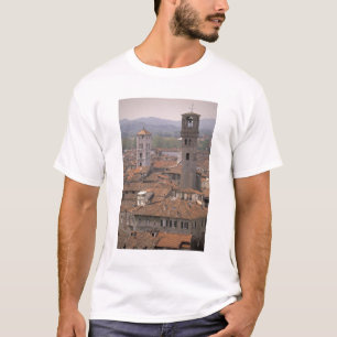 Europa, Italië, Toscane, Lucca, Stads panorama T-shirt