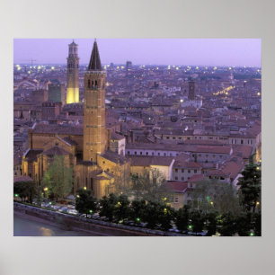 Europa, Italië, Veneto, Verona. Uitzicht vanaf Cas Poster
