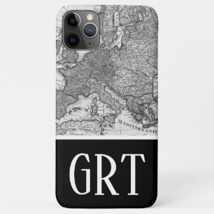 Europa-kaart, Antiek zwarte en witte kaart iPhone 11 Pro Max Hoesje