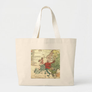 Europa kaart landen Wereld Antiek Grote Tote Bag