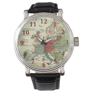 Europa kaart landen Wereld Antiek Horloge