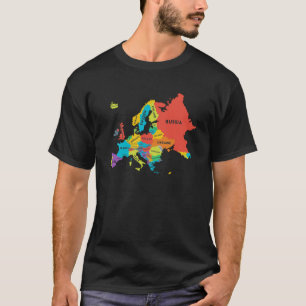 Europa-kaart met landnamen Geografie T-shirt