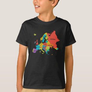 Europa-kaart met landnamen Geografie T-shirt