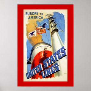 Europa naar Amerika ~ Verenigde Staten lijnen Poster