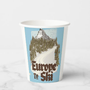 Europa om te skiën papieren bekers