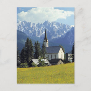 Europa, Oostenrijk, Gosau. De torenspits van de ke Briefkaart