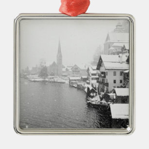 Europa, Oostenrijk, Hallstat. Gezicht op de stad i Metalen Ornament