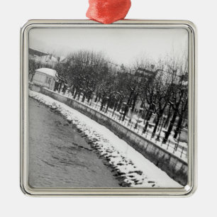 Europa, Oostenrijk, Salzburg. De oever van de rivi Metalen Ornament