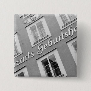Europa, Oostenrijk, Salzburg. Mozart's geboortehui Vierkante Button 5,1 Cm