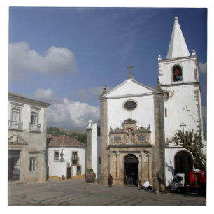 Europa, Portugal, Obidos. Santa Maria-kerk in Tegeltje