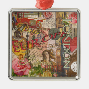 Europa Reizen Vintage Europees Parijs Frankrijk Ku Metalen Ornament