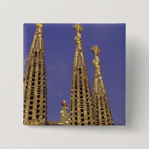 Europa, Spanje, Barcelona Sagrada Familia Vierkante Button 5,1 Cm