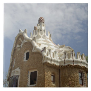 Europa, Spanje, Catalonië, Barcelona. Park Guell Tegeltje